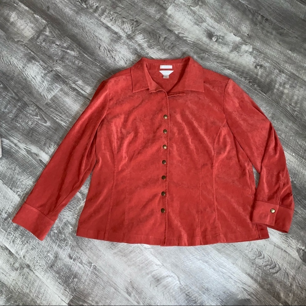 CJ Banks Jacket Button Down Shirt Stretch Plus Size